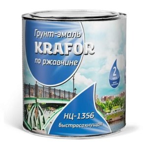 Эмаль по ржавчине НЦ 0.7 кг., белая Krafor (Крафор)