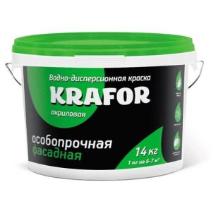 Краска водно-дисперсионная фасадная особопрочная 3 кг. Krafor (Крафор)