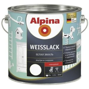 Эмаль матовая Weisslack, 2,5 л белый Alpina (Альпина)