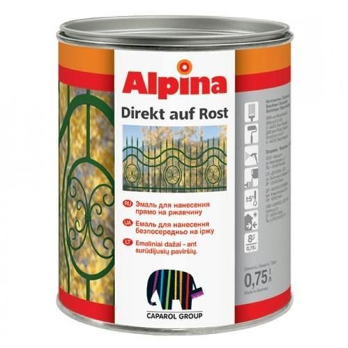 Эмаль гладкая по ржавчине Direkt Auf Rost, 2,5 л шоколадно-коричневый Alpina (Альпина)
