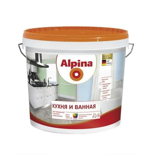 Краска Для Кухни, Ванной И Влажных Помещений, База 1, 5 л, белый Alpina (Альпина)