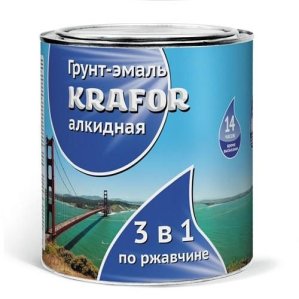 Грунт-эмаль по ржавчине 5.5 кг., серая Krafor (Крафор)